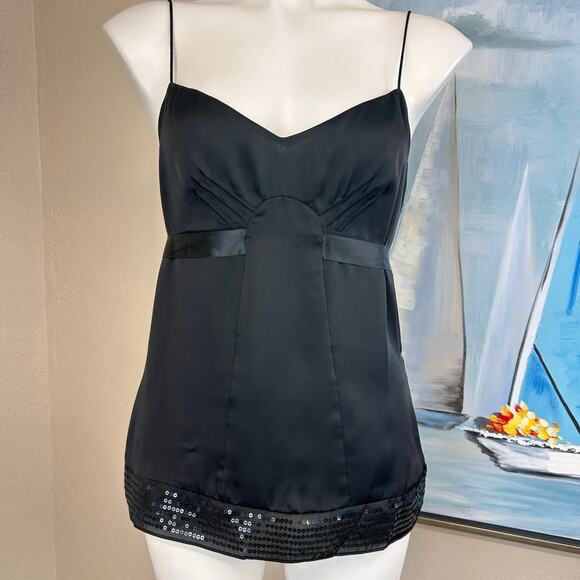 Ann Taylor Loft Camisole black satin with sequin trim
Size 8 NWOT - Picture 2 of 10
